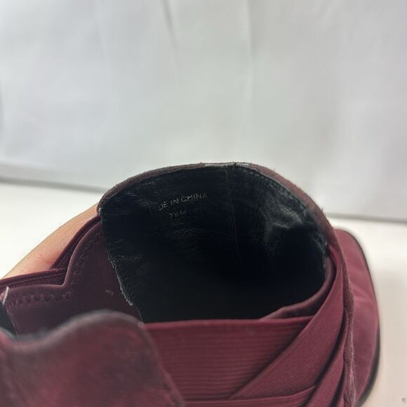 Rebecca Minkoff Jacy Suede Leather Burgundy Pointed Toe Women’s Ankle Boots - Picture 14 of 16